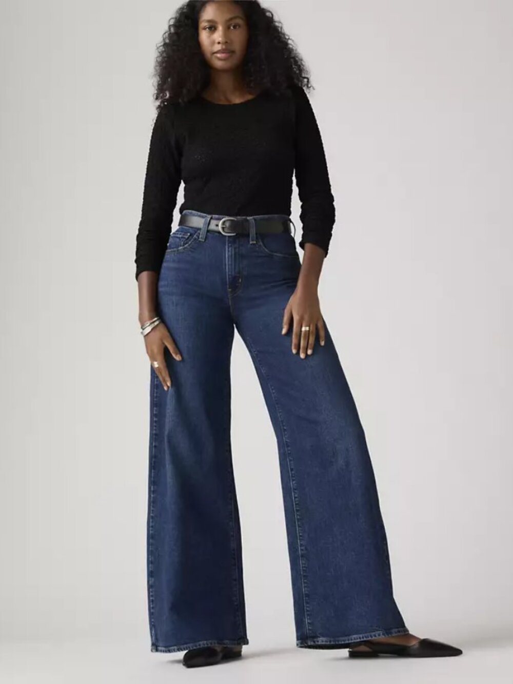 Levi's 728 High Rise Wide Leg Jeans 32x32 Woodstock Dark Wash NWT